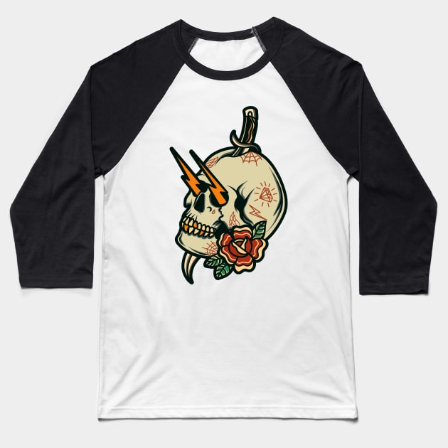 oldschool skull Baseball T-Shirt by donipacoceng